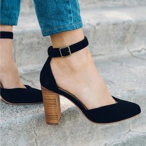 Soludos The Collette Black Velvet Ankle Strap Heel